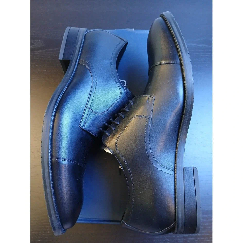 Cole Haan Mens ME Cap Oxford Black Waterproof Leather Dress Shoes C34136 Size 10